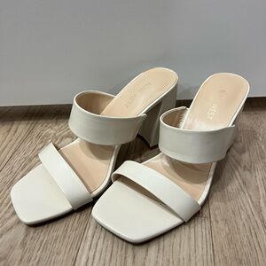 Nine West Women's White Block Heel Sandals